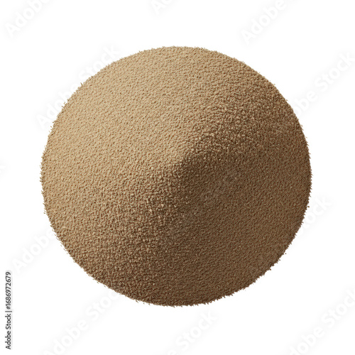 Pile of dry yeast granules, tan color, isolated on white background.