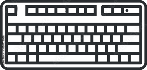Black and white line drawing of a computer keyboard showing keys for typing and input