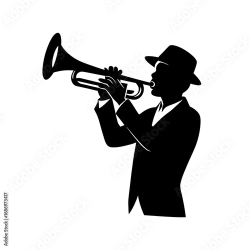 trumpet player silhouette
