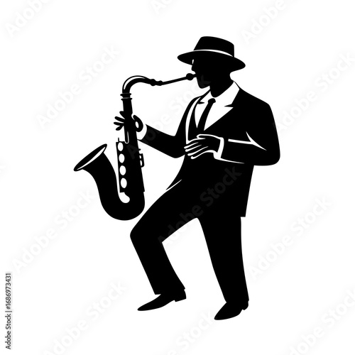 man playing saxophone silhouette