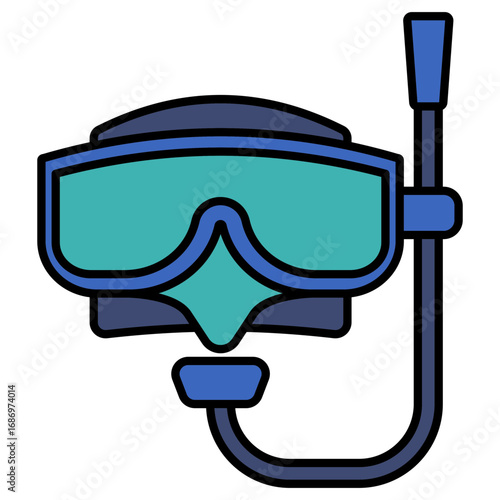Modern Line Art Diving Goggles and Snorkel Equipment Icon Design