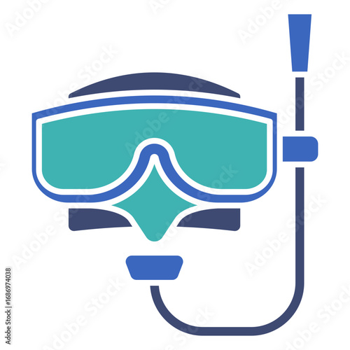 Simple Flat Design Dive Mask Snorkel Underwater Activity Equipment Icon