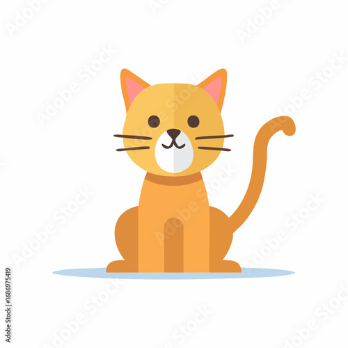 Adorable orange pet cat cartoon character sitting cheerfully with a cute smile
