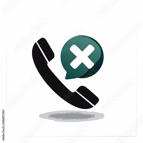 Phone handset with cancellation symbol implying communication failure or blocking of calls