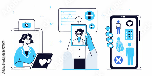 Digital healthcare consultation with doctors and patients using technology for medical services