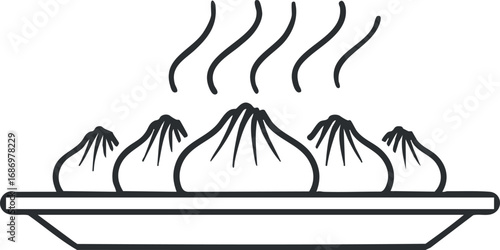 Steaming hot dumplings served on a plate representing traditional Asian cuisine and delicious meal