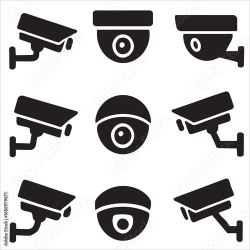 Surveillance and CCTV Security Camera Icon Set