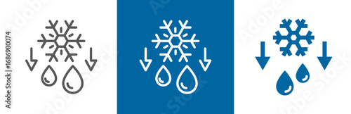 flat and linear set icons, automatic defrost icon, defrosting logo simple symbols on white and black background - editable stroke vector illustration