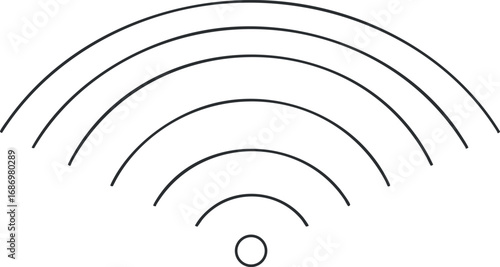Simple black wireless wifi signal icon with concentric curved lines representing network connectivity