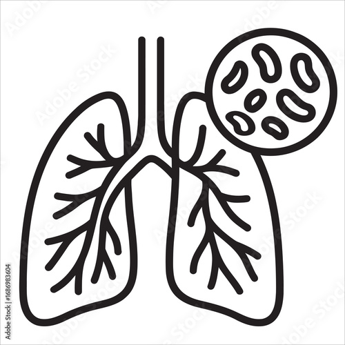 Human Lungs with Bacteria or Virus Icon