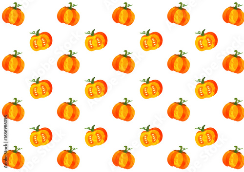 オレンジのかぼちゃのイラストパターン