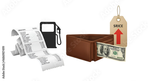 Gas Receipt, Empty Wallet, and Stretched Cash