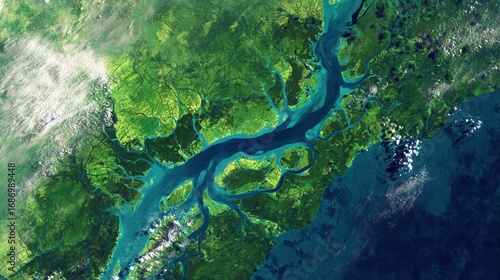 aerial view amazon river delta