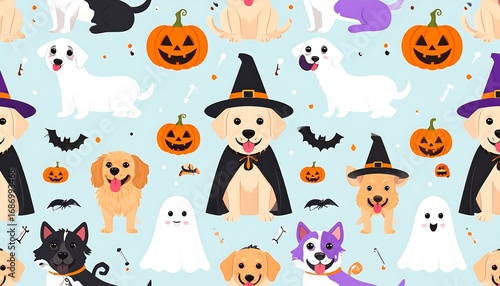 Cute dogs in Halloween costumes