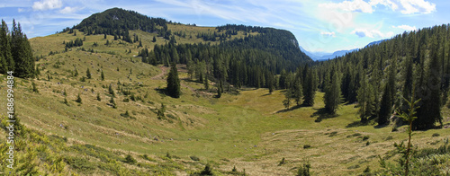 Alpine pastures over Lofer, Austria, Europe 
