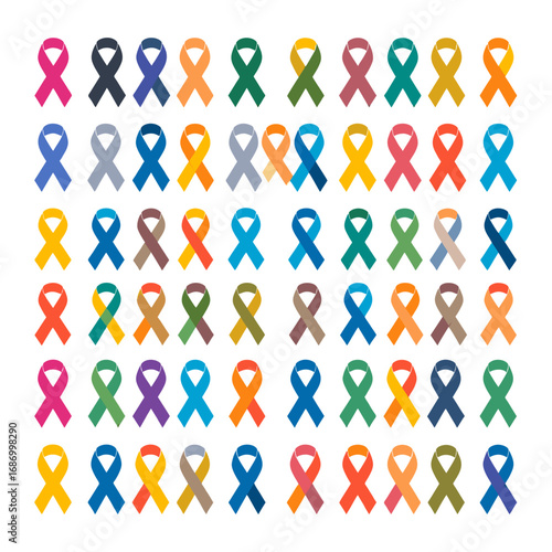 awareness ribbon icon vector set