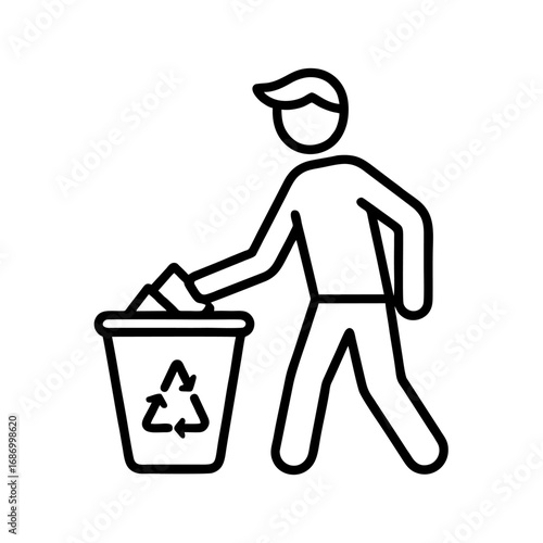 Vector icon of a person throwing away trash