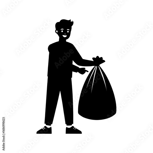 Vector icon of a person throwing away trash