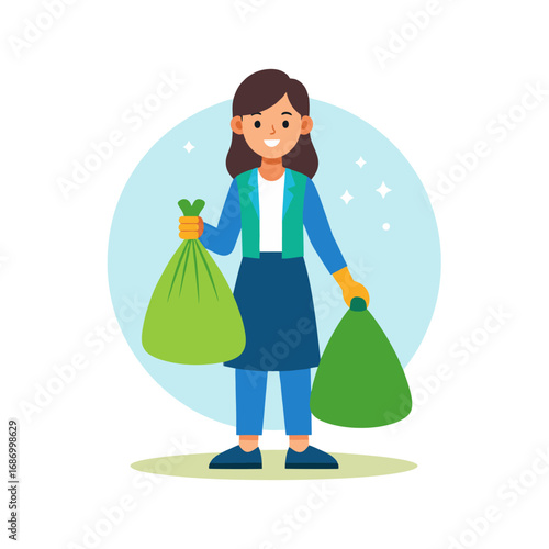 Simple vector icon of a person throwing away trash