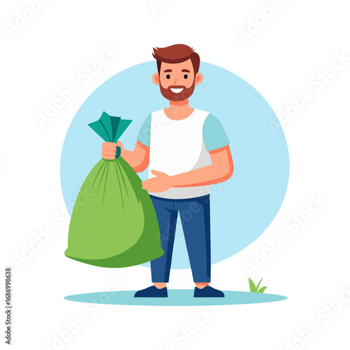 Simple vector icon of a person throwing away trash
