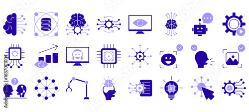 Set of artificial intelligence Icons or symbols Vector fully editable file.