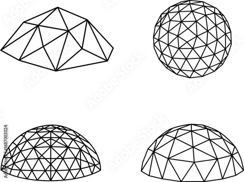 Geodesic Dome Wireframe Geometry Illustration