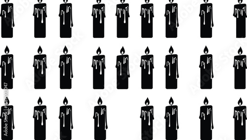 Seamless pattern of black candle icons, creating a simple yet elegant design suitable for various creative projects