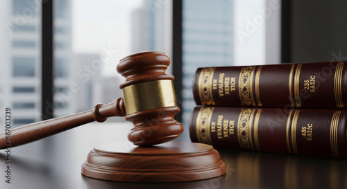 Judge Gavel with Law Books – Symbol of Justice and Legal System