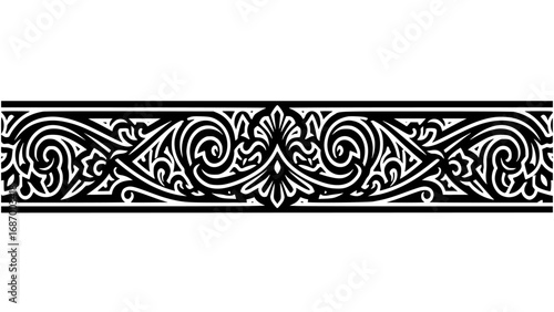 Intricate black and white ornamental border design