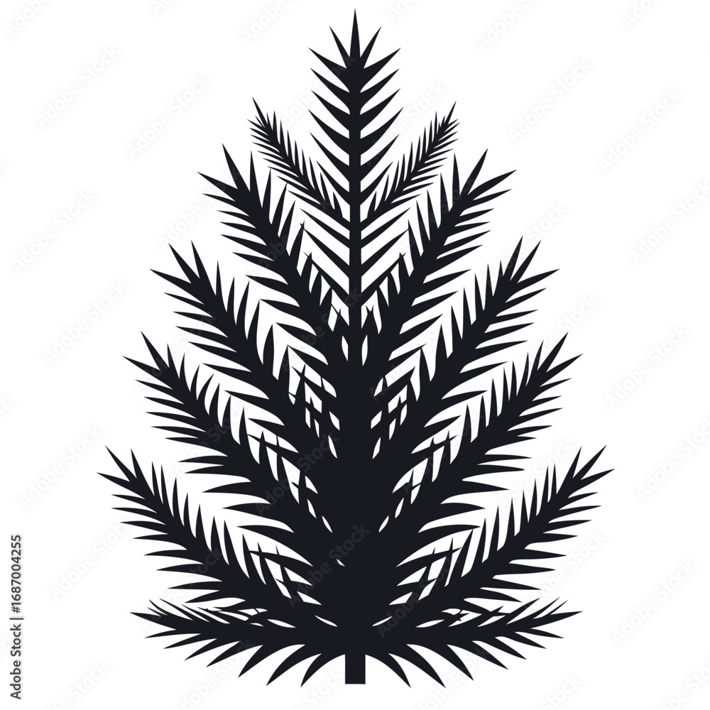 Naklejka premium Single fir needle silhouette on white background