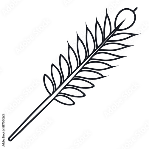 Single larch needle outline on white background