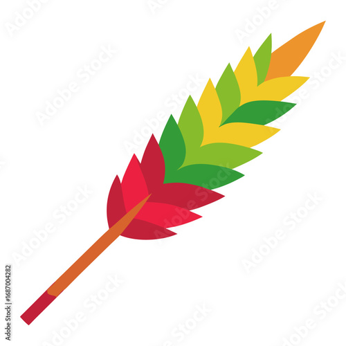 Colorful larch needles pattern on white background