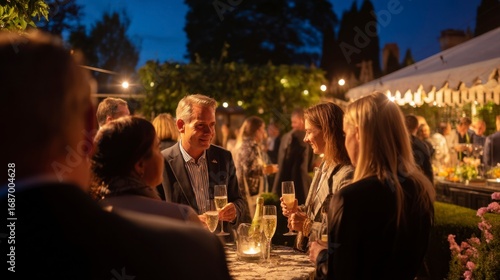 Elegant Charity Gala with Networking Guests at Night Event