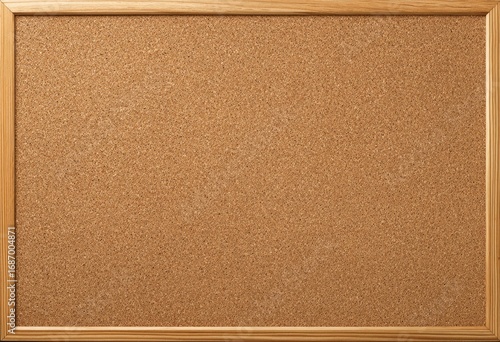 Empty cork bulletin board with a natural wooden frame.
