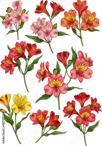 Watercolor Floral Arrangement Isolated on Transparent Background with Blooms