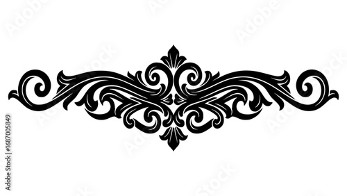 Elegant black baroque scrollwork ornament