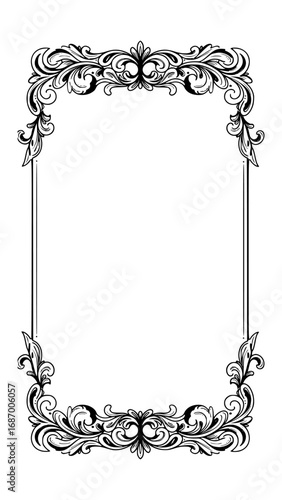 Ornate black decorative frame with floral elements