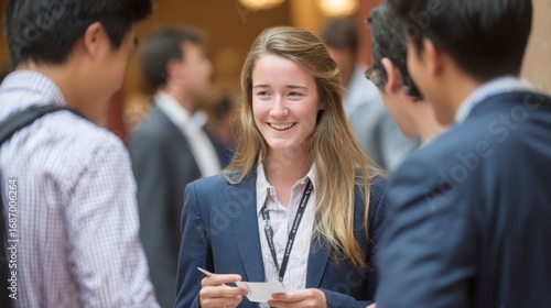 Young Professional Networking at Industry Conference Event