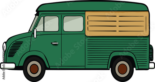 green van isolated on white