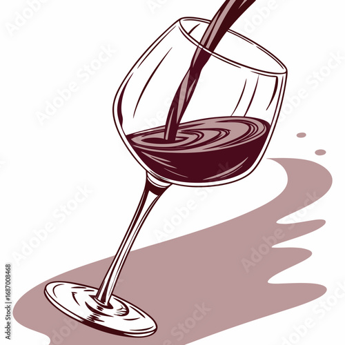 Illustration of red wine being poured into a glass