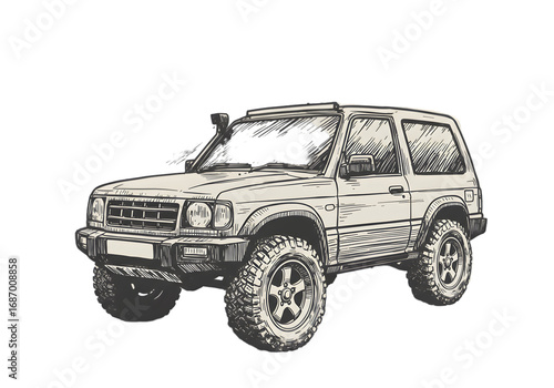 off-road vehicle sketch, beige, side view clip art preview