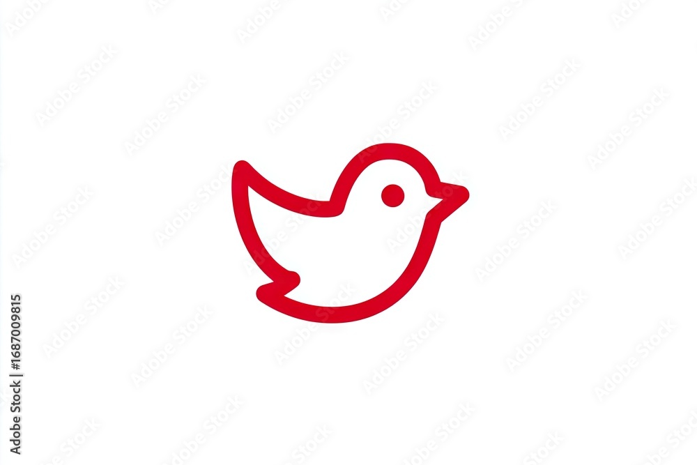 Obraz premium Simple red outline of a bird.