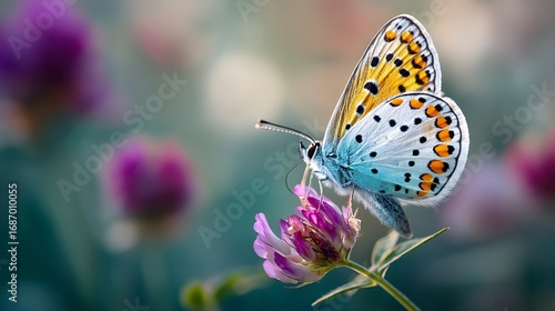 Wallpaper Mural Adonis blue butterfly delicately resting on a purple clover flower in a sundrenched meadow Torontodigital.ca