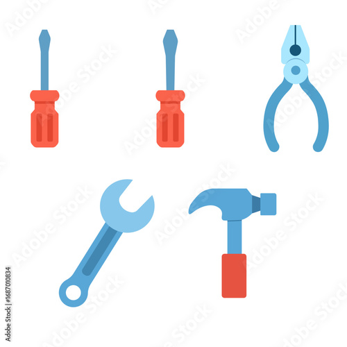 Vector illustration of icons, car service workshop, tools