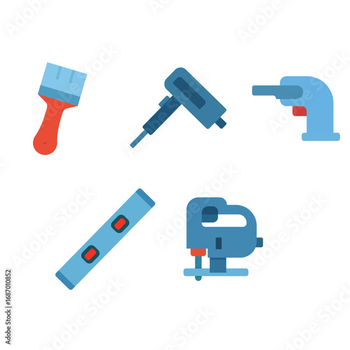 Vector illustration of icons, car service workshop, tools