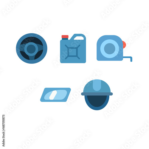 Vector illustration of icons, car service workshop, tools
