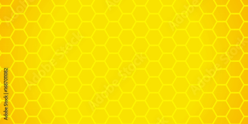 Seamless vector pattern with golden yellow hexagonal honeycomb and sweet honey illustration. Orange yellow seamless grunge and technology concept 3d honeycomb hexagon background with geometric shape