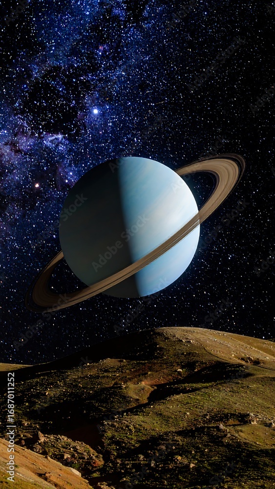 Naklejka premium Celestial Planet with Rings
