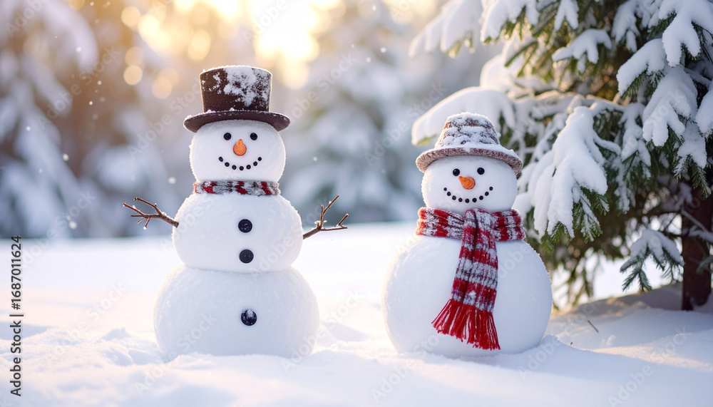 Fototapeta premium snowman on the snow
