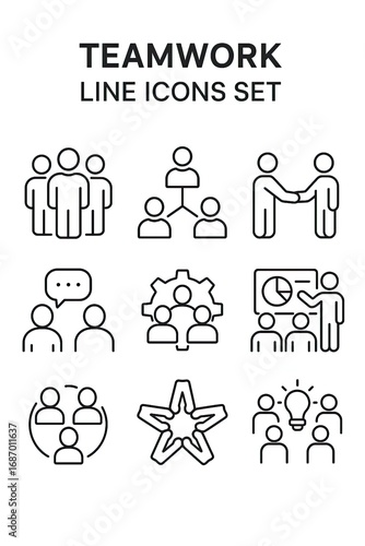 A Collection of Teamwork and Collaboration Line Icons
